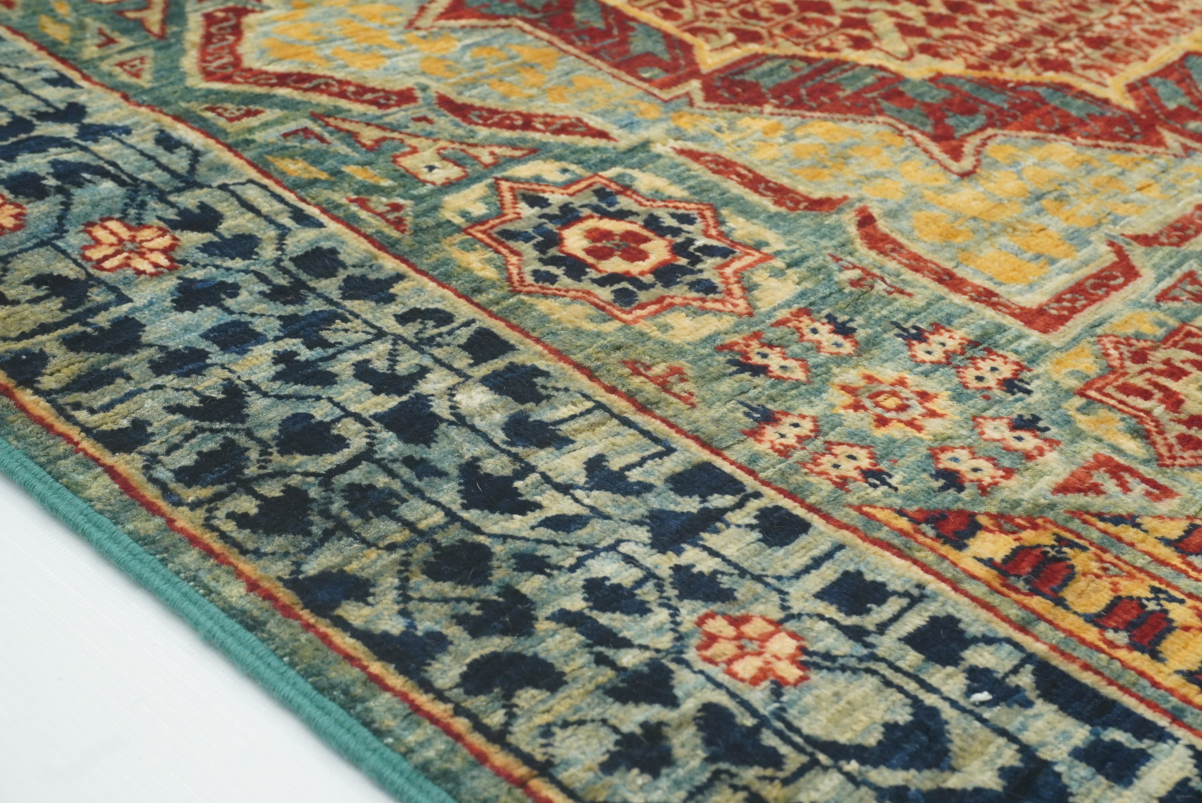 3x5 Green Mamluk Turkish Hand knotted Rug - Yildiz Rugs