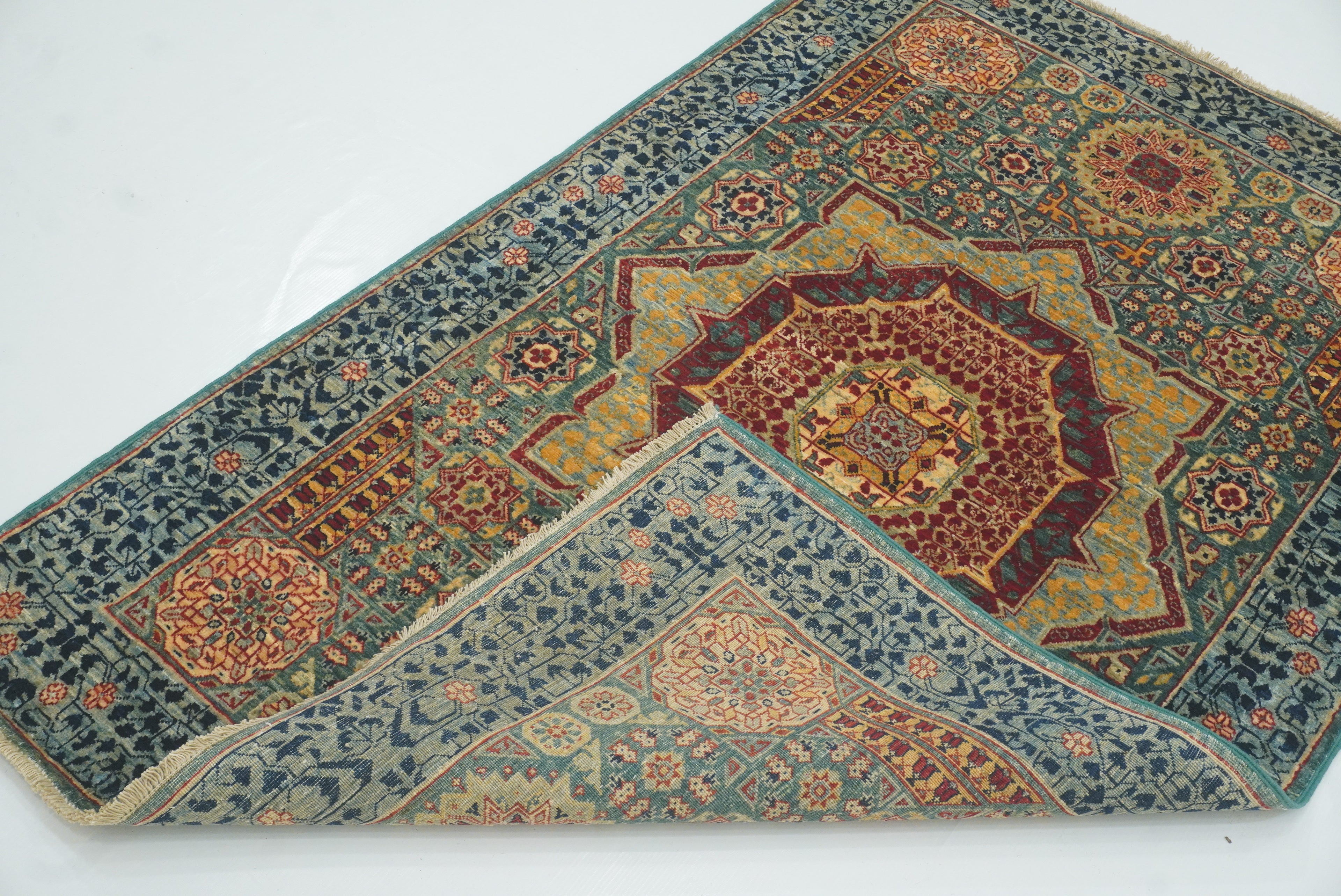 3x5 Green Mamluk Turkish Hand knotted Rug - Yildiz Rugs