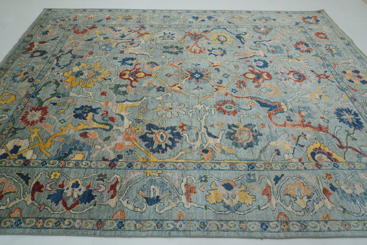 9x12 Oushak Light Blue Hand knotted Wool Rug - Yildiz Rugs
