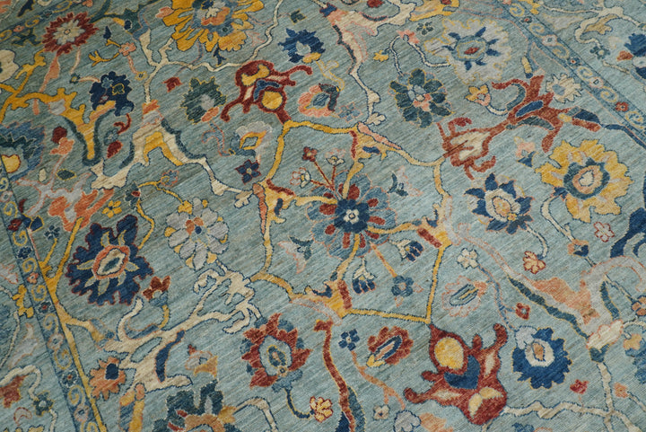 9x12 Oushak Light Blue Hand knotted Wool Rug - Yildiz Rugs