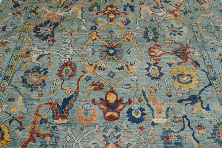 9x12 Oushak Light Blue Hand knotted Wool Rug - Yildiz Rugs