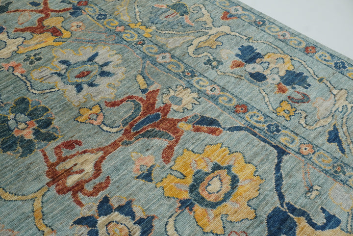 9x12 Oushak Light Blue Hand knotted Wool Rug - Yildiz Rugs