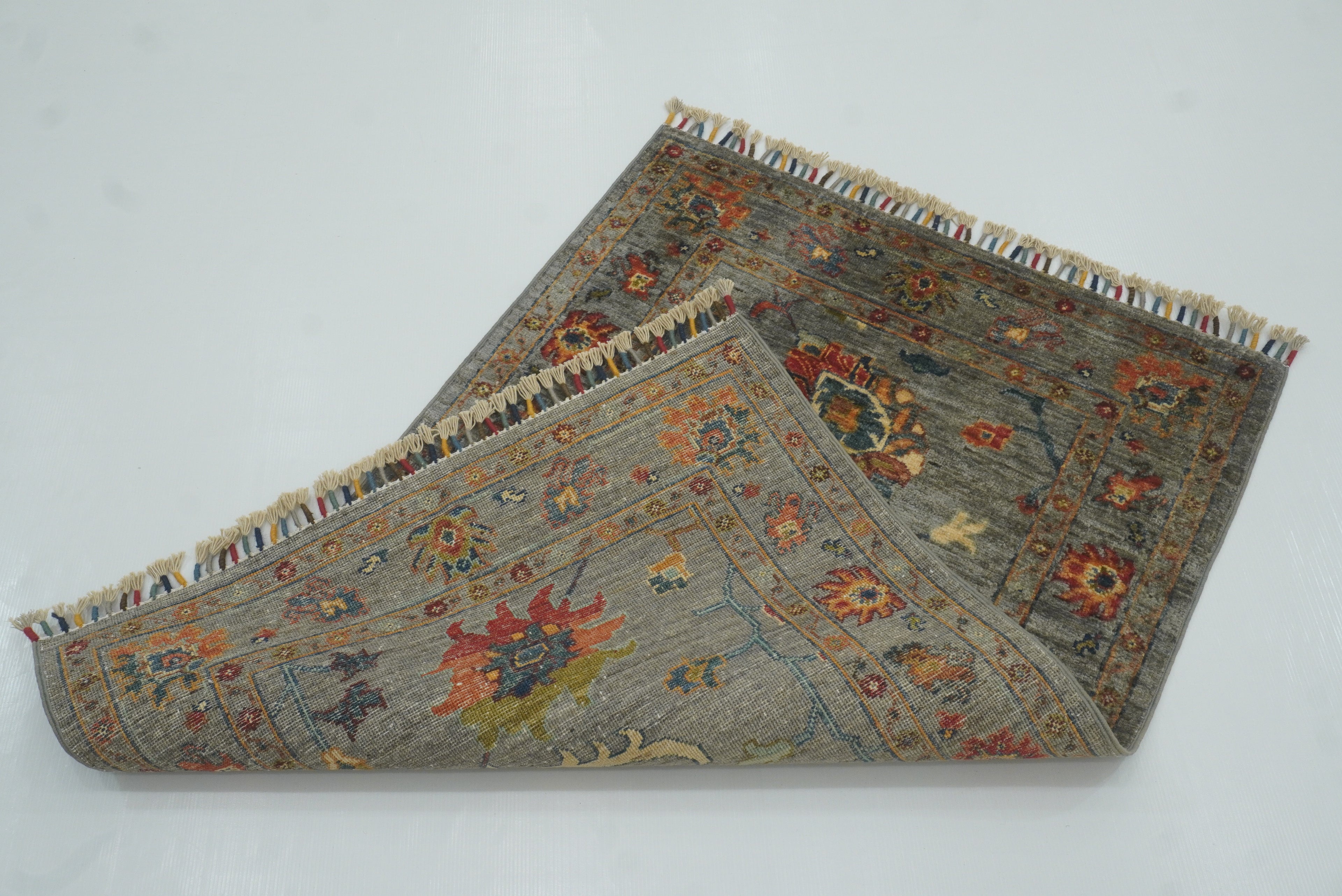 3x4 Gray Waziri Afghan Hand knotted Oriental Rug - Yildiz Rugs