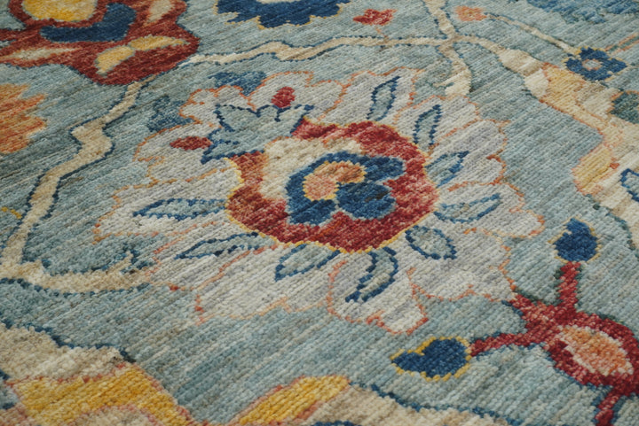 9x12 Oushak Light Blue Hand knotted Wool Rug - Yildiz Rugs