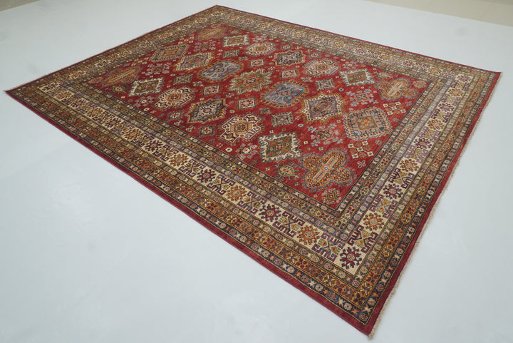 8x10 Red Kazak Afghan Hand-Knotted Oriental Rug - Yildiz Rugs