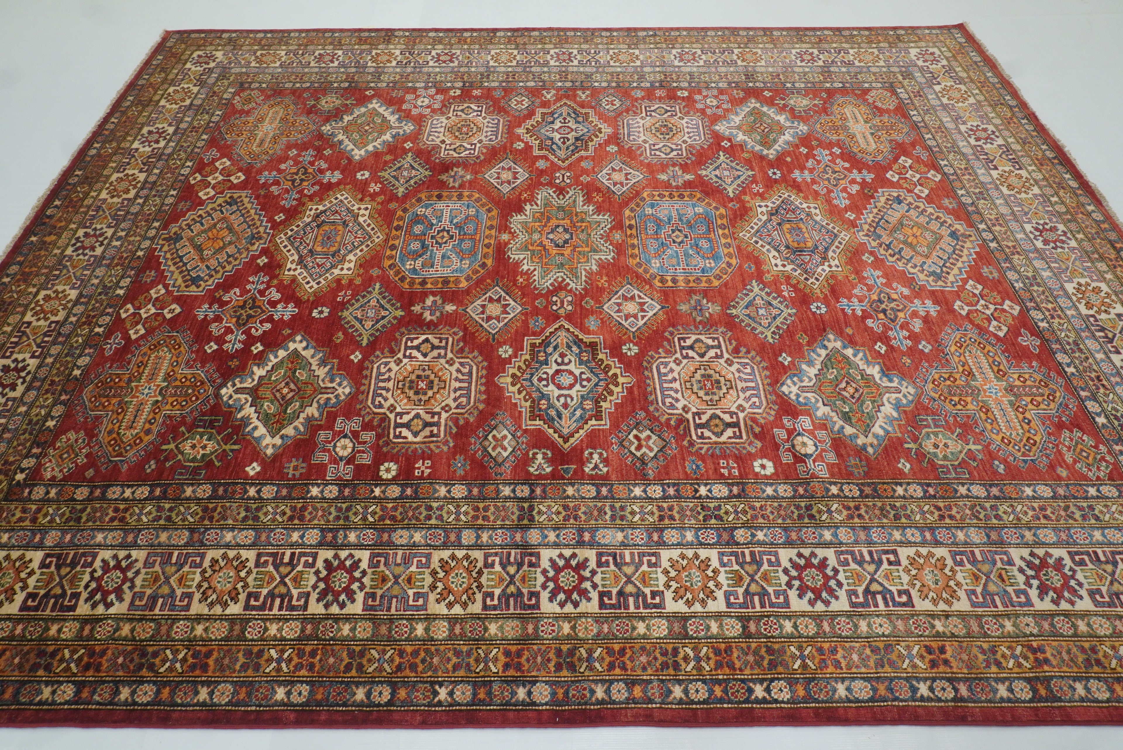 8x10 Red Kazak Afghan Hand-Knotted Oriental Rug - Yildiz Rugs
