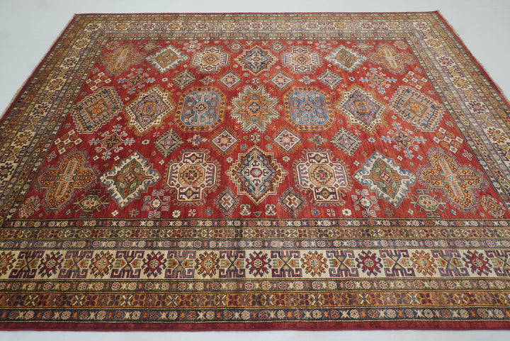 8x10 Red Kazak Afghan Hand-Knotted Oriental Rug - Yildiz Rugs