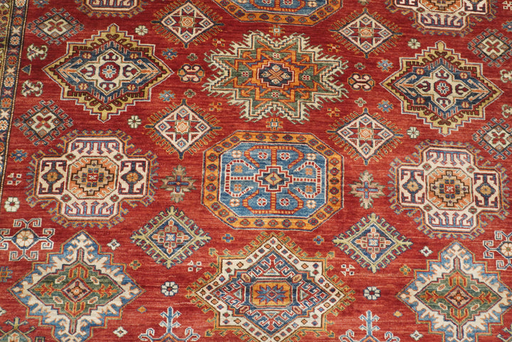 8x10 Red Kazak Afghan Hand-Knotted Oriental Rug - Yildiz Rugs