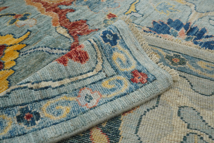 9x12 Oushak Light Blue Hand knotted Wool Rug - Yildiz Rugs