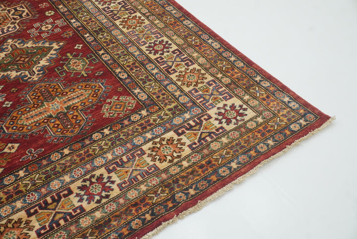 8x10 Red Kazak Afghan Hand-Knotted Oriental Rug - Yildiz Rugs