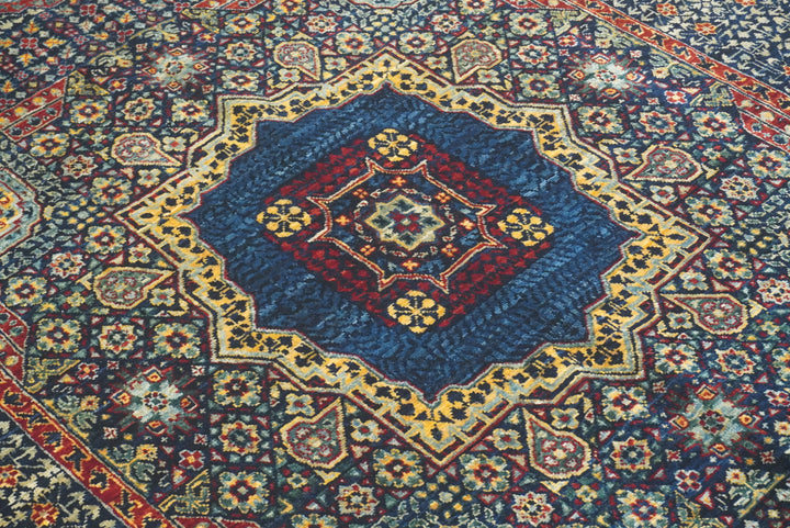 4x6 Navy Blue Turkish Hand Knotted Medallion Rug