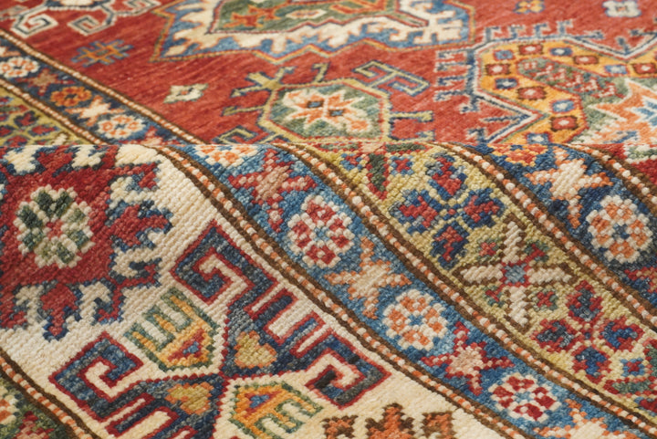 8x10 Red Kazak Afghan Hand-Knotted Oriental Rug - Yildiz Rugs