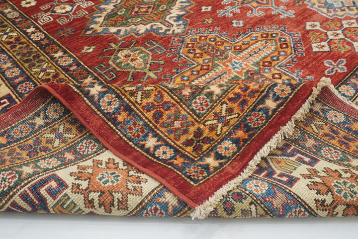 8x10 Red Kazak Afghan Hand-Knotted Oriental Rug - Yildiz Rugs
