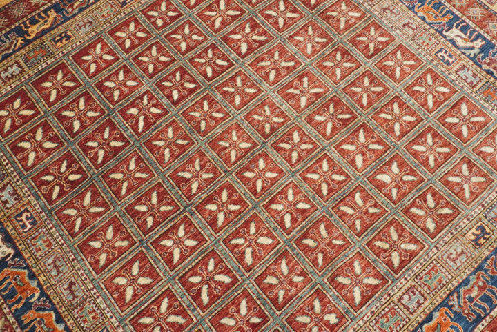 8x8 Red Pazyryk Afghan Hand Knotted Wool Oriental Rug - Yildiz Rugs