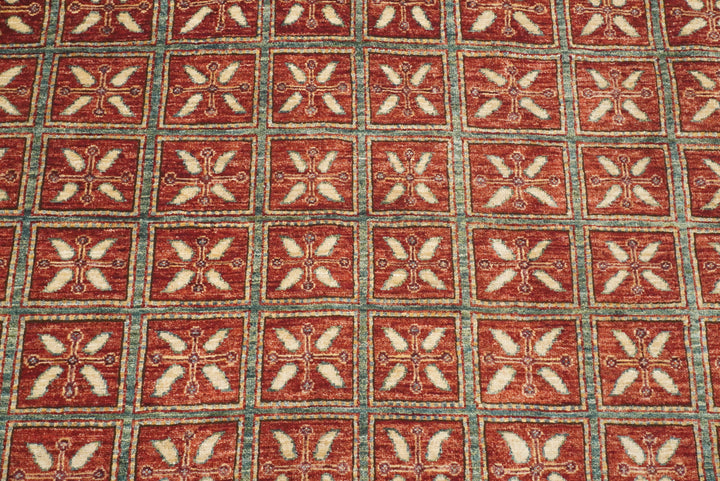 8x8 Red Pazyryk Afghan Hand Knotted Wool Oriental Rug - Yildiz Rugs