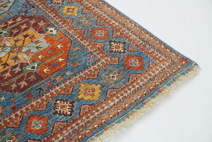 8x12 Blue Ersari Hand-Knotted Afghan Tribal Rug - Yildiz Rugs
