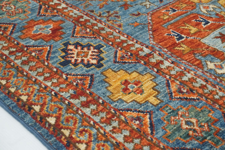 8x12 Blue Ersari Hand-Knotted Afghan Tribal Rug - Yildiz Rugs