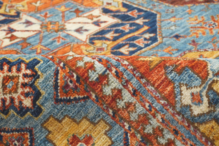 8x12 Blue Ersari Hand-Knotted Afghan Tribal Rug - Yildiz Rugs