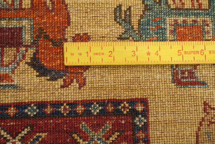 8x8 Red Pazyryk Afghan Hand Knotted Wool Oriental Rug - Yildiz Rugs