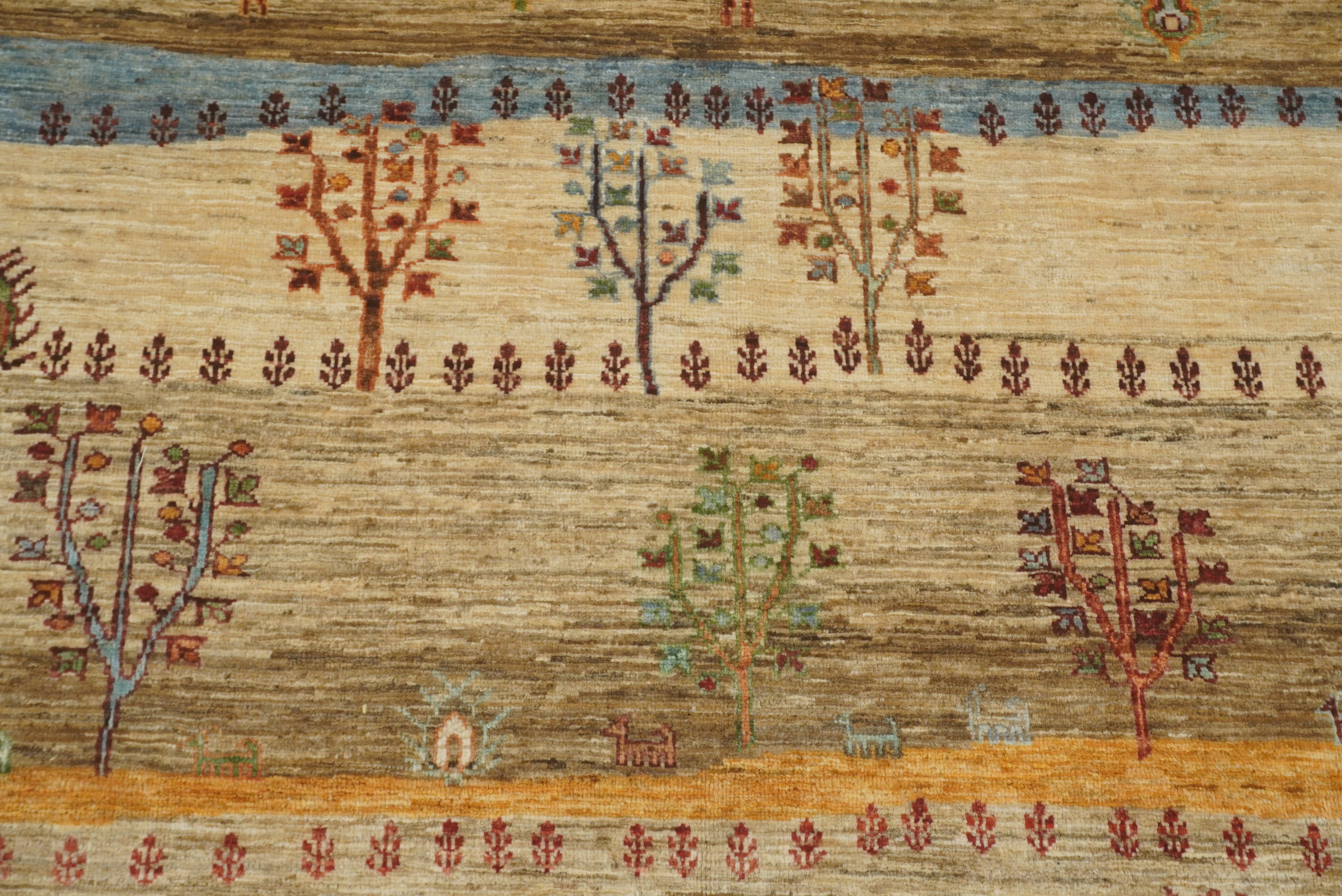 5x7 Beige Gabbeh Tree of Life Hand-Knotted Afghan Wool Rug - Yildiz Rugs