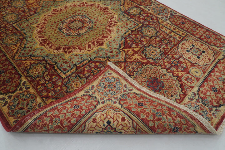 3x5 Red Mamluk Turkish Hand knotted Medallion Rug