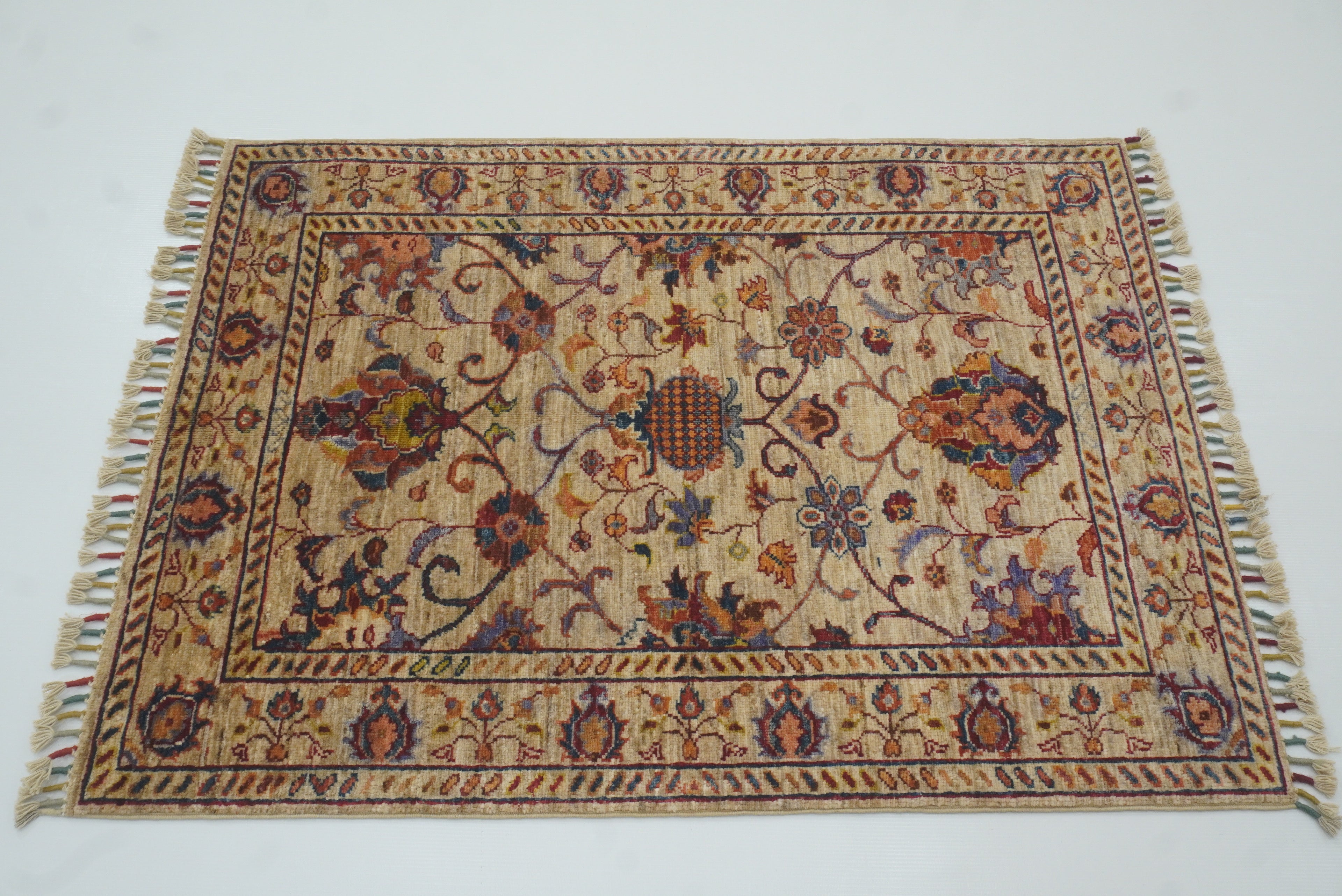 3x4 Beige Waziri Afghan Hand knotted Oriental Rug - Yildiz Rugs