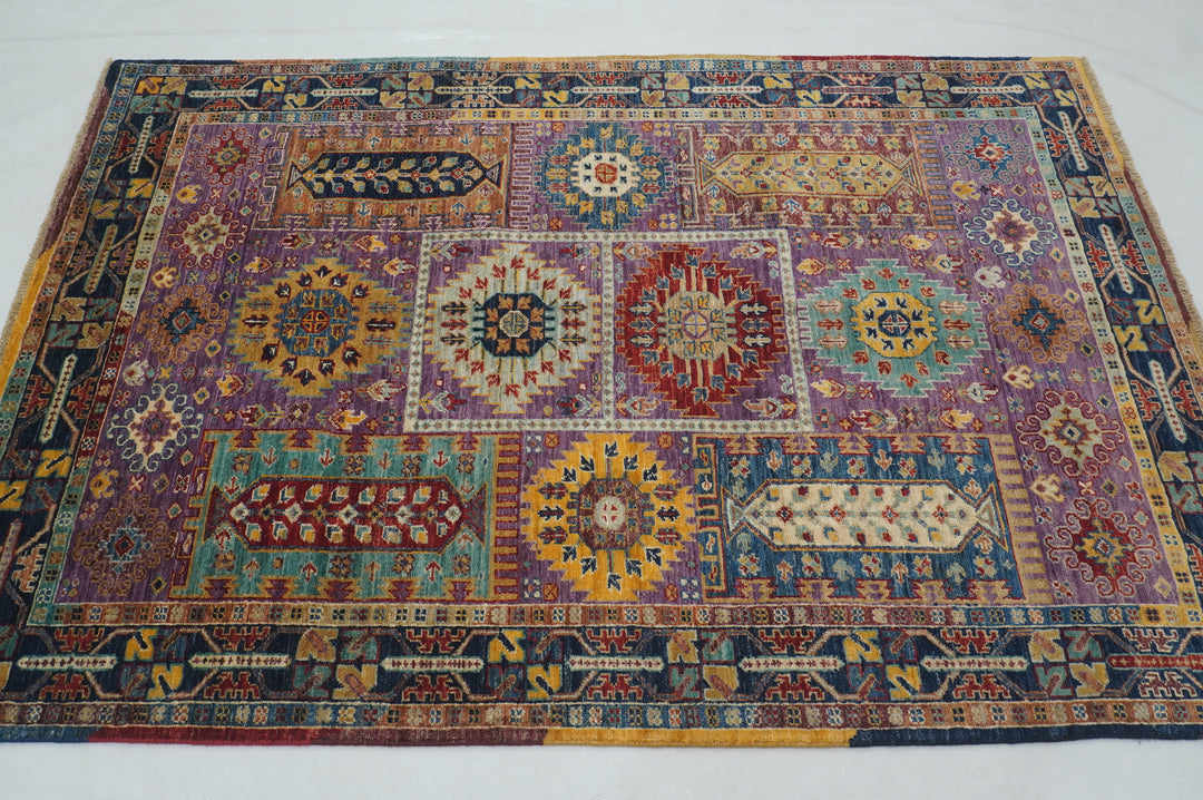 4x6 Purple Baluch Tribal Samarkand Afghan Hand knotted Rug