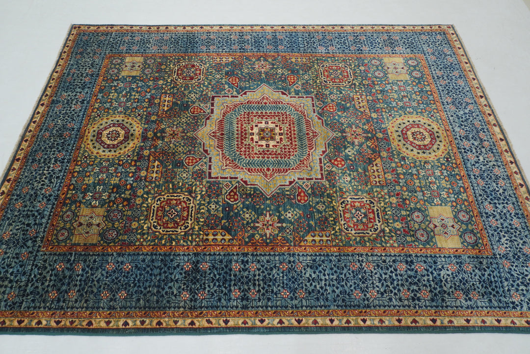 5x7 Green Medallion Turkish Mamluk Rug