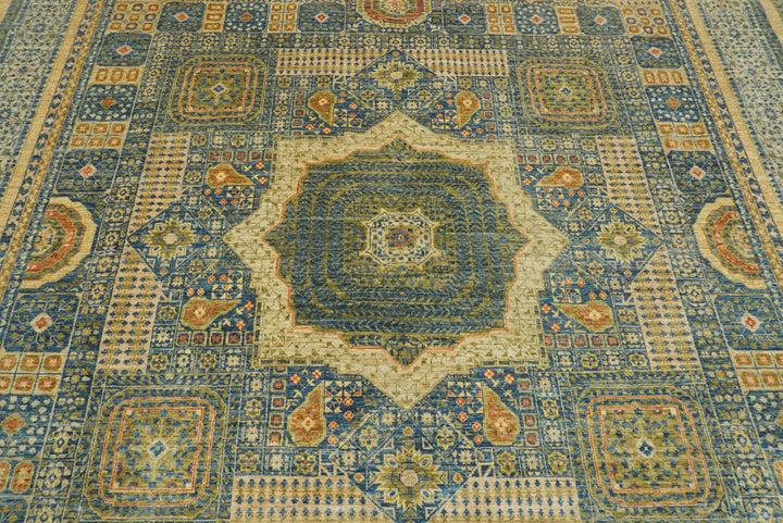 9x12 Blue Mamluk Turkish Style Hand-Knotted Wool Rug - Yildiz Rugs