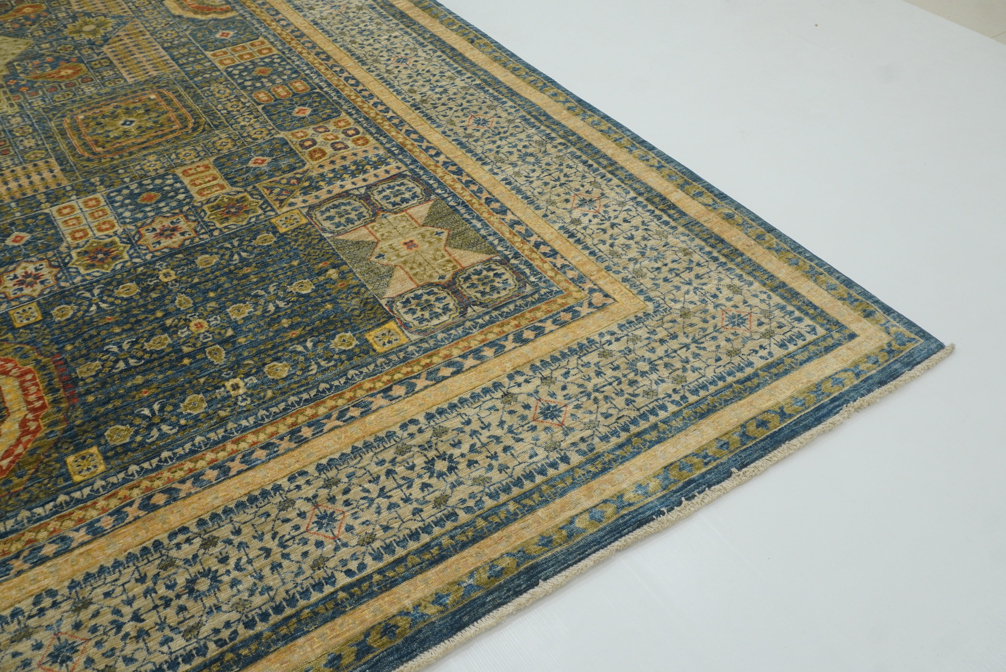 9x12 Blue Mamluk Turkish Style Hand-Knotted Wool Rug - Yildiz Rugs