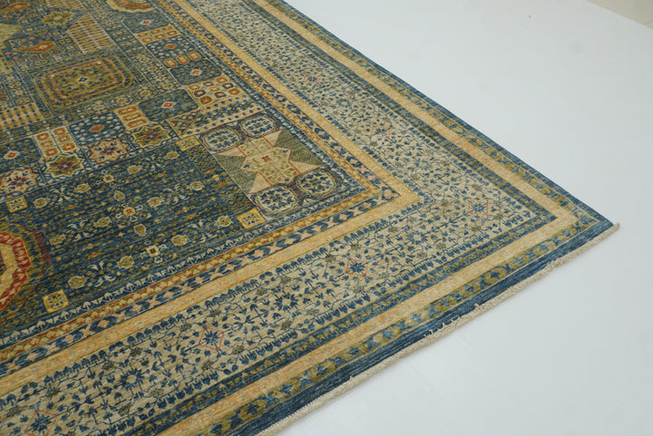 9x12 Blue Mamluk Turkish Style Hand-Knotted Wool Rug - Yildiz Rugs