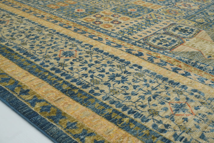 9x12 Blue Mamluk Turkish Style Hand-Knotted Wool Rug - Yildiz Rugs