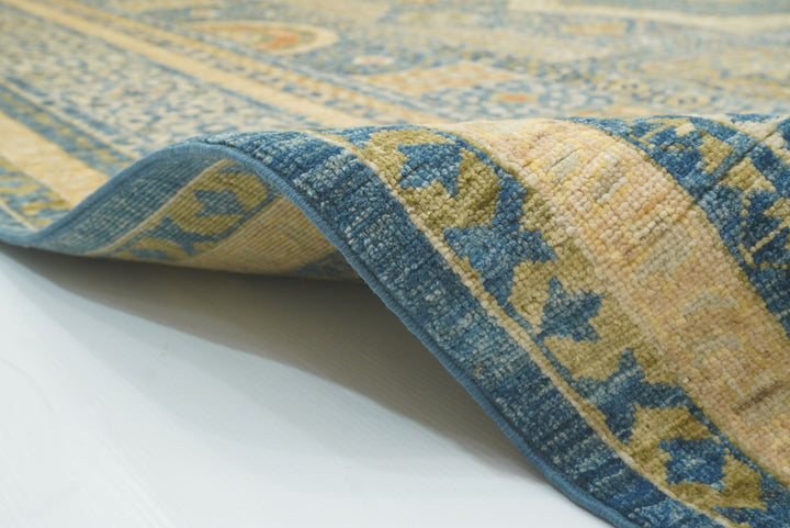 9x12 Blue Mamluk Turkish Style Hand-Knotted Wool Rug - Yildiz Rugs