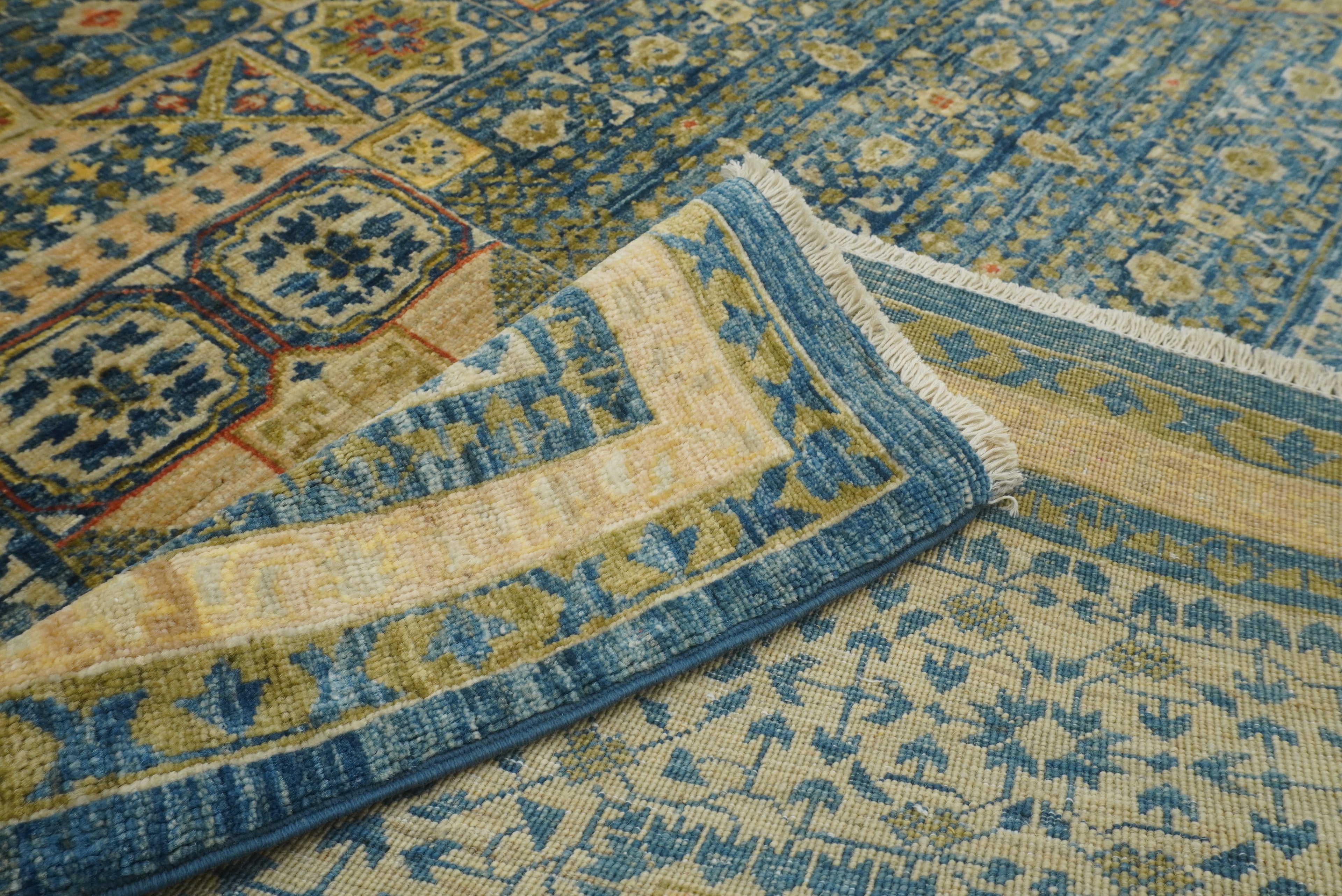 9x12 Blue Mamluk Turkish Style Hand-Knotted Wool Rug - Yildiz Rugs