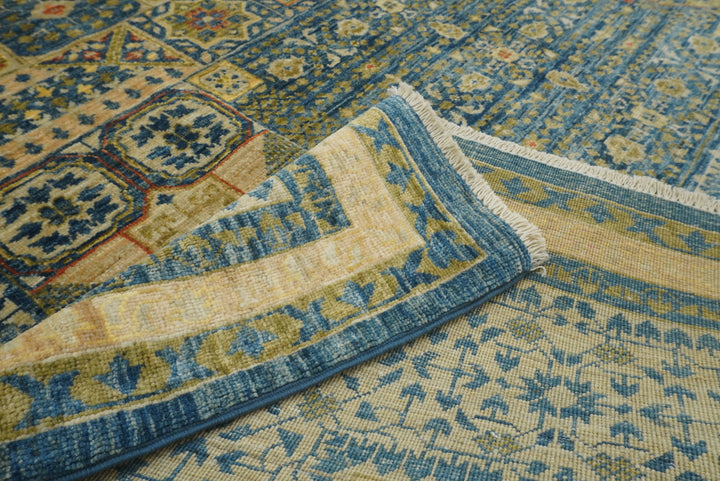 9x12 Blue Mamluk Turkish Style Hand-Knotted Wool Rug - Yildiz Rugs