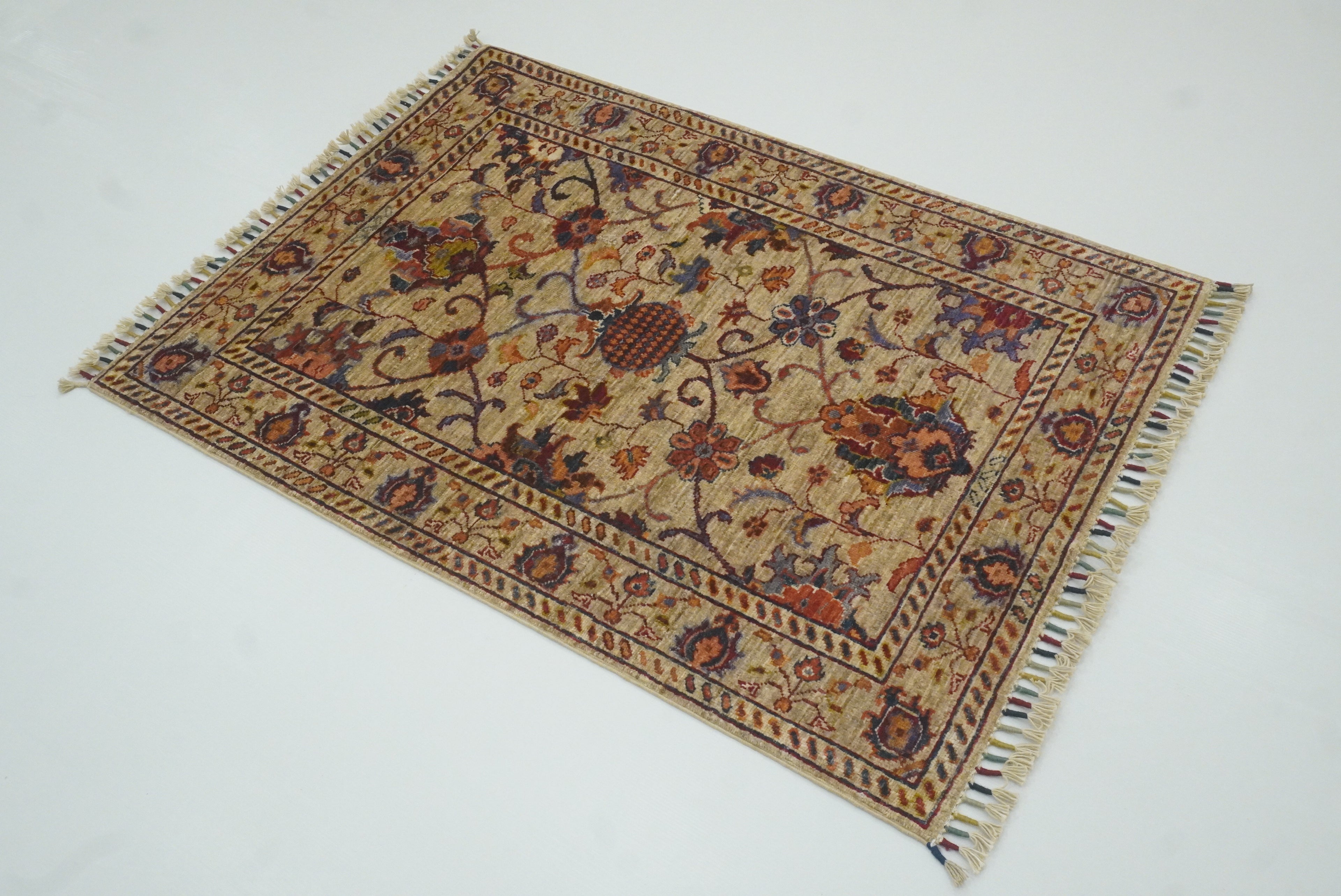 3x4 Beige Waziri Afghan Hand knotted Oriental Rug - Yildiz Rugs