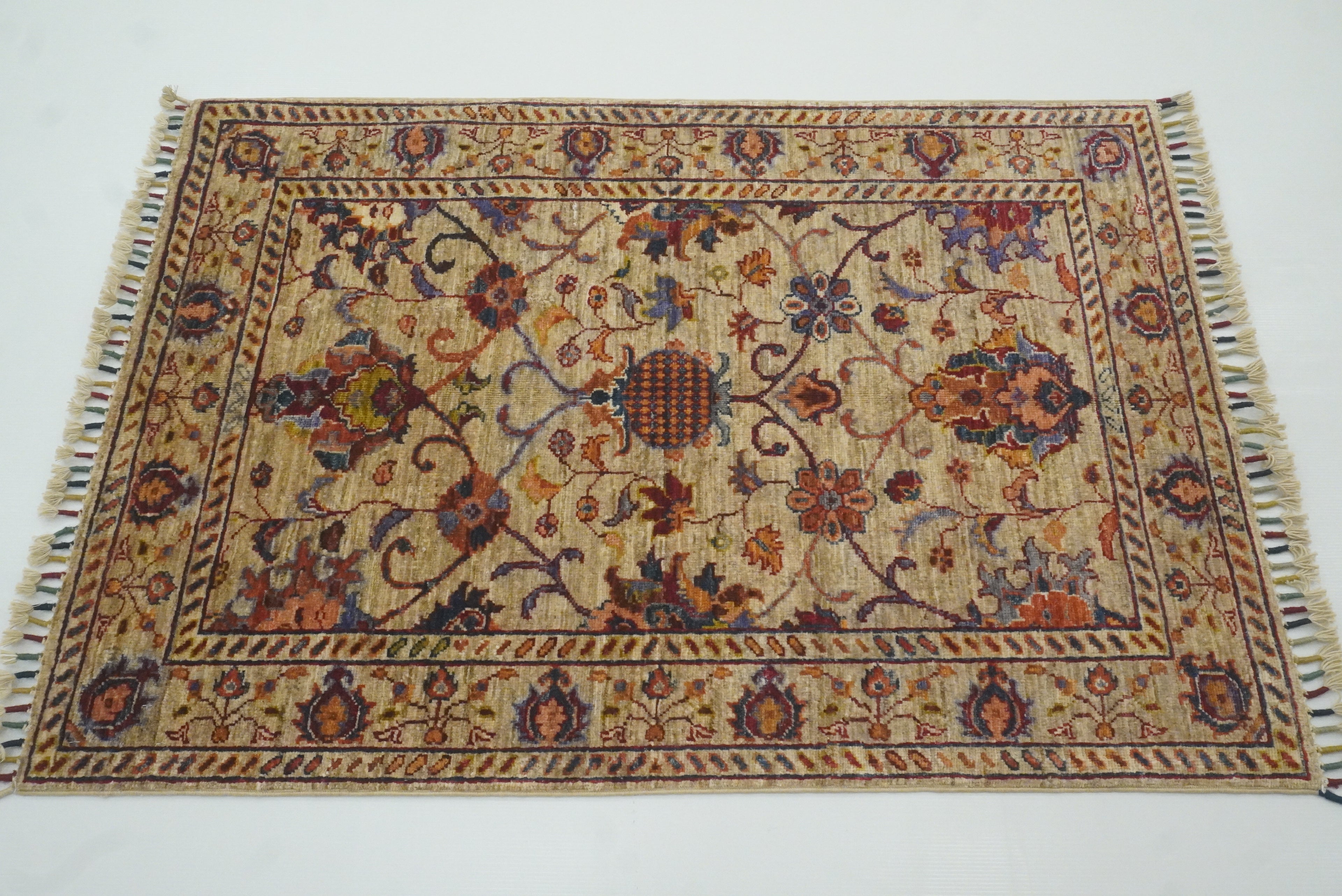 3x4 Beige Waziri Afghan Hand knotted Oriental Rug - Yildiz Rugs