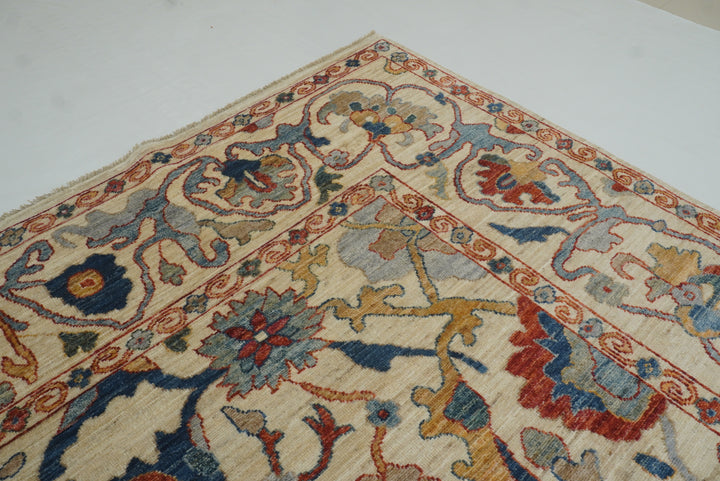 10x14 Ivory Beige Oushak Turkish Hand knotted Wool Oriental Rug - Yildiz Rugs