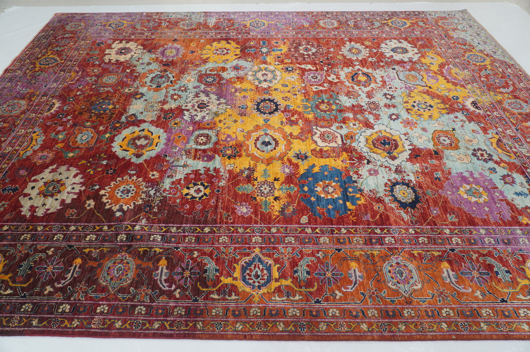 9x12 Red Modern Bidjar Afghan Hand knotted Rug - Yildiz Rugs