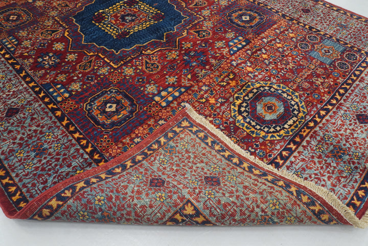 4x6 Red Mamluk Turkish Hand Knotted Medallion Rug