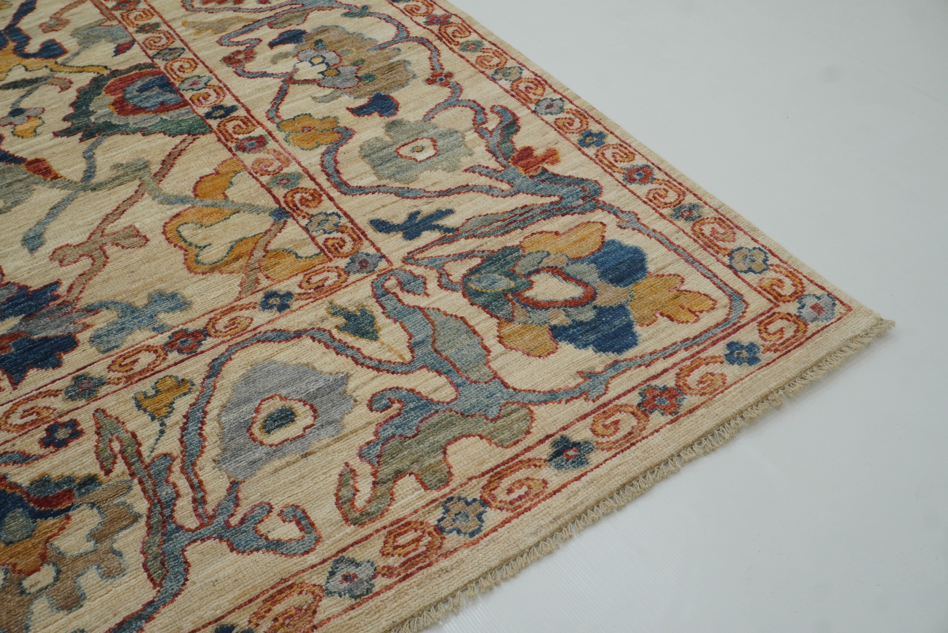 10x14 Ivory Beige Oushak Turkish Hand knotted Wool Oriental Rug - Yildiz Rugs
