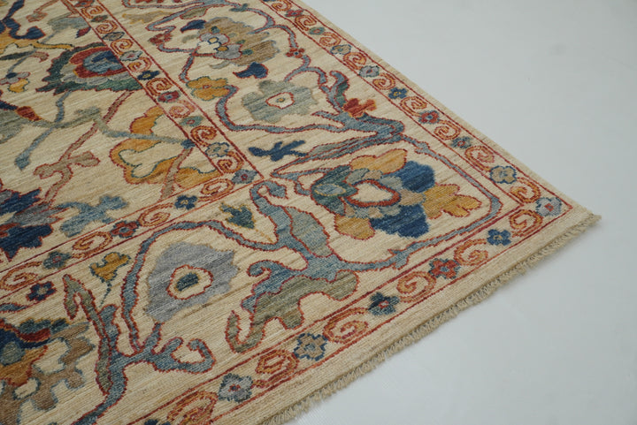 10x14 Ivory Beige Oushak Turkish Hand knotted Wool Oriental Rug - Yildiz Rugs