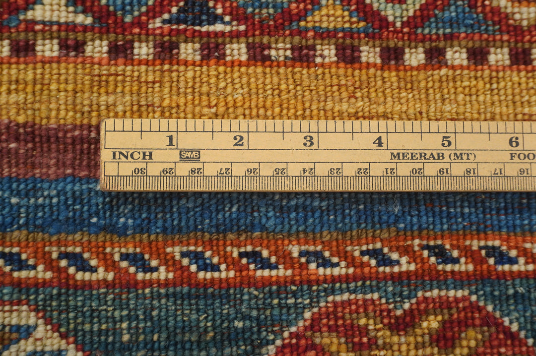 4x6 Multicolor Striped Tribal Afghan Hand knotted Rug