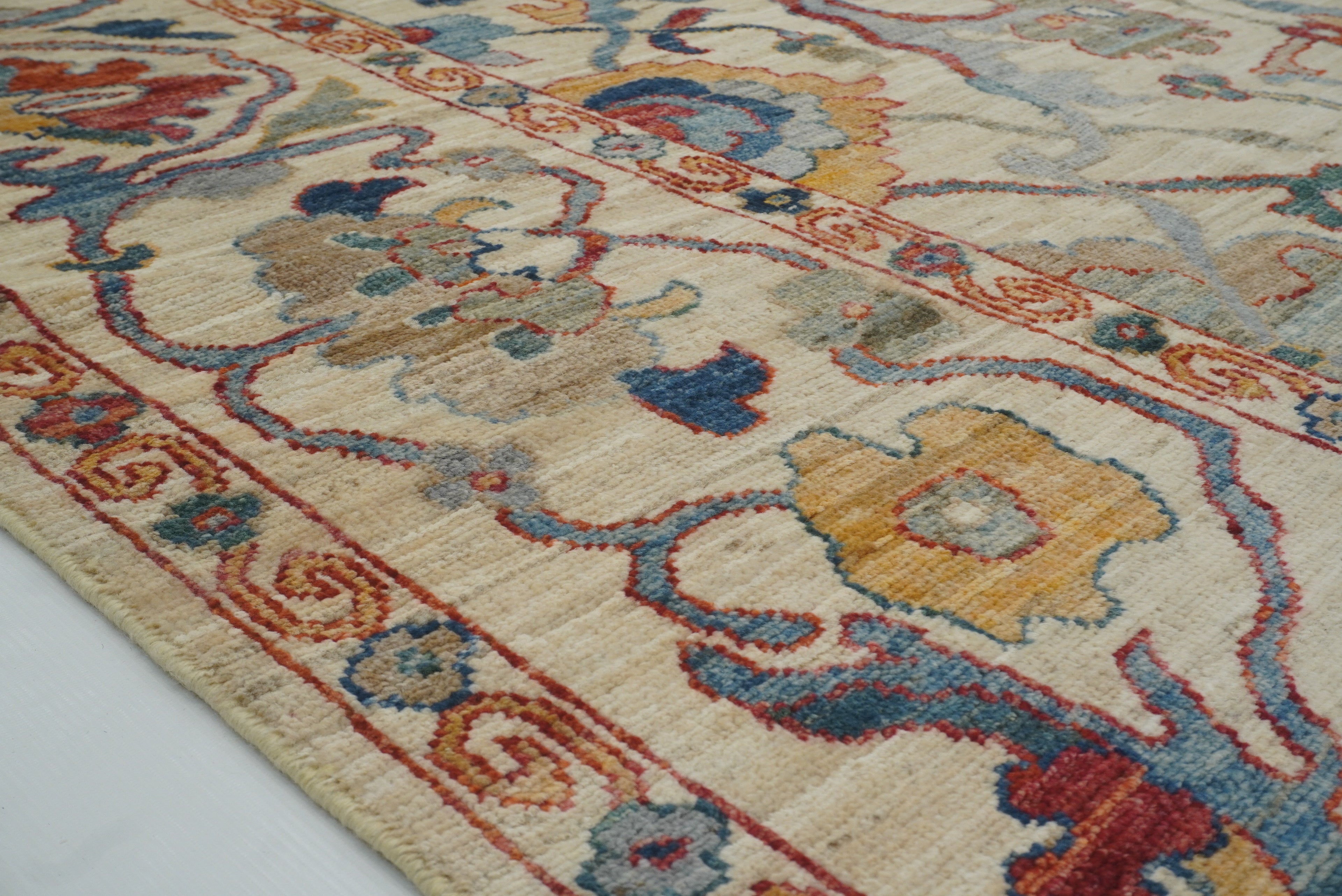 10x14 Ivory Beige Oushak Turkish Hand knotted Wool Oriental Rug - Yildiz Rugs