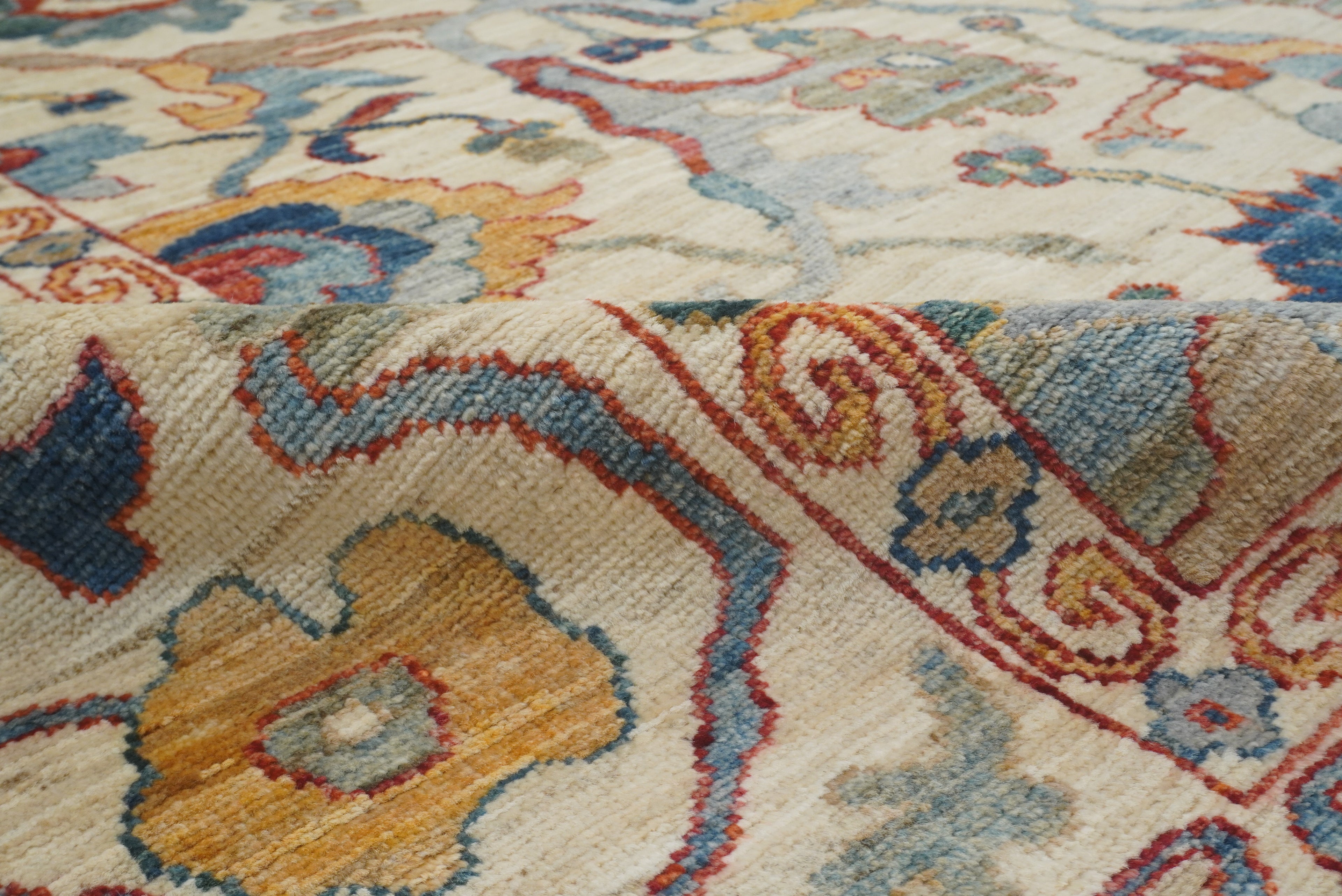 10x14 Ivory Beige Oushak Turkish Hand knotted Wool Oriental Rug - Yildiz Rugs