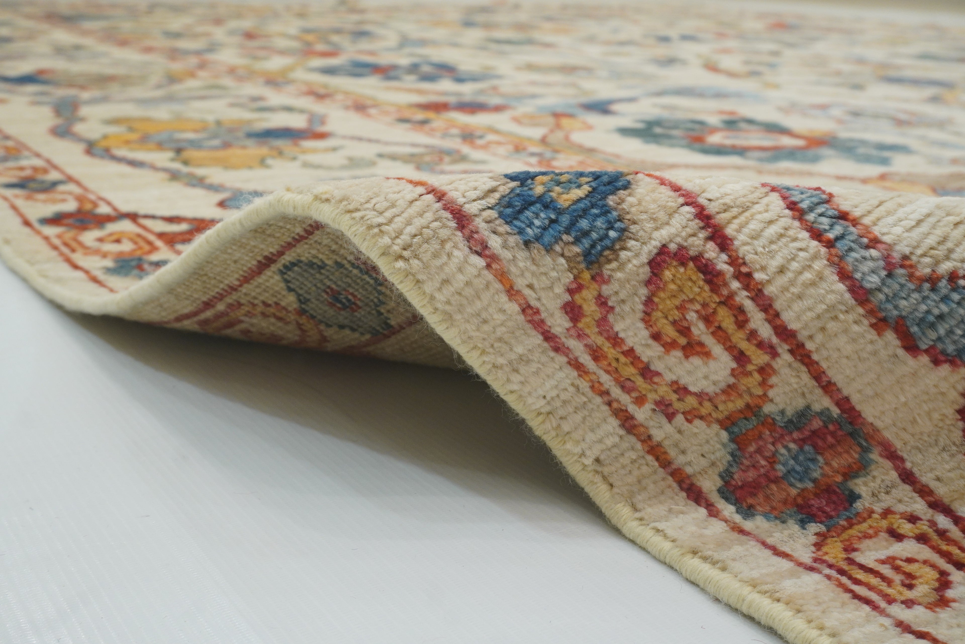 10x14 Ivory Beige Oushak Turkish Hand knotted Wool Oriental Rug - Yildiz Rugs