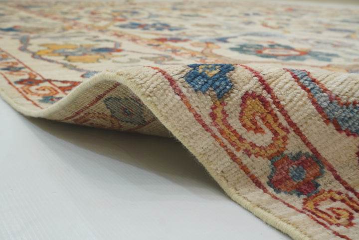 10x14 Ivory Beige Oushak Turkish Hand knotted Wool Oriental Rug - Yildiz Rugs