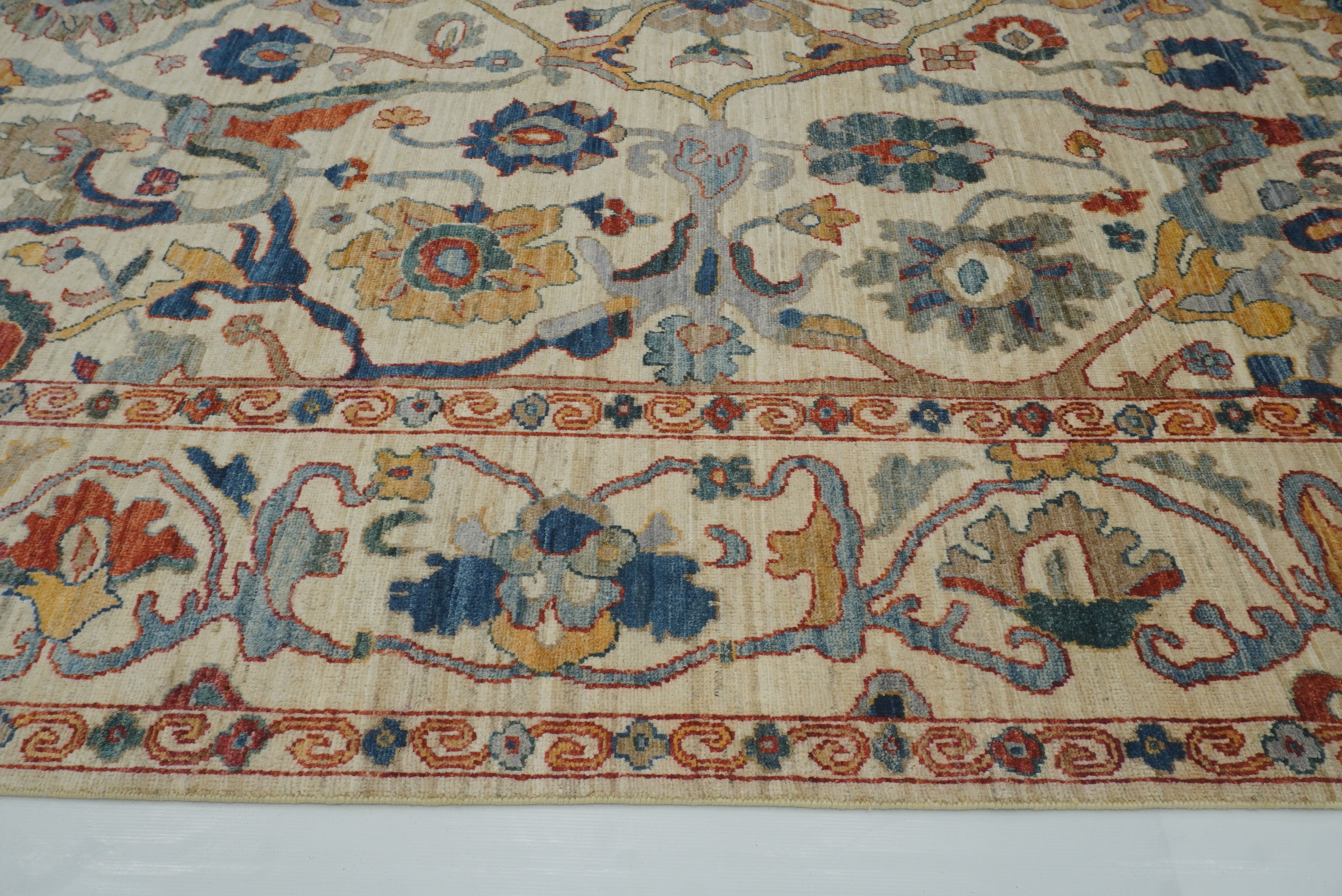 10x14 Ivory Beige Oushak Turkish Hand knotted Wool Oriental Rug - Yildiz Rugs