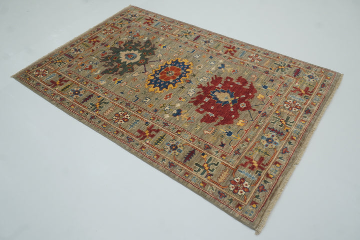 4x6 Beige Afghan Bidjar Hand Knotted Wool Oriental Rug - Yildiz Rugs