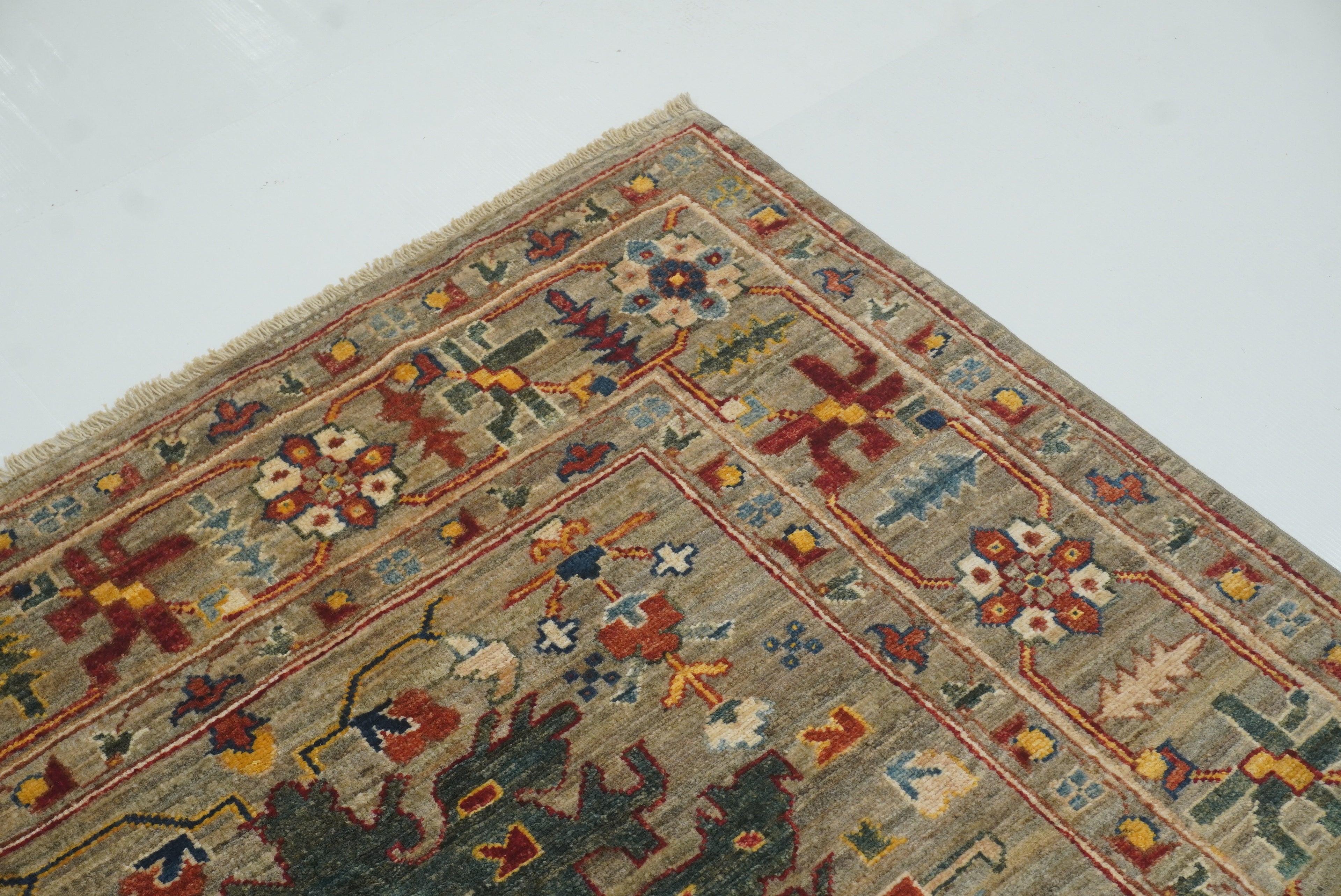 4x6 Beige Afghan Bidjar Hand Knotted Wool Oriental Rug - Yildiz Rugs